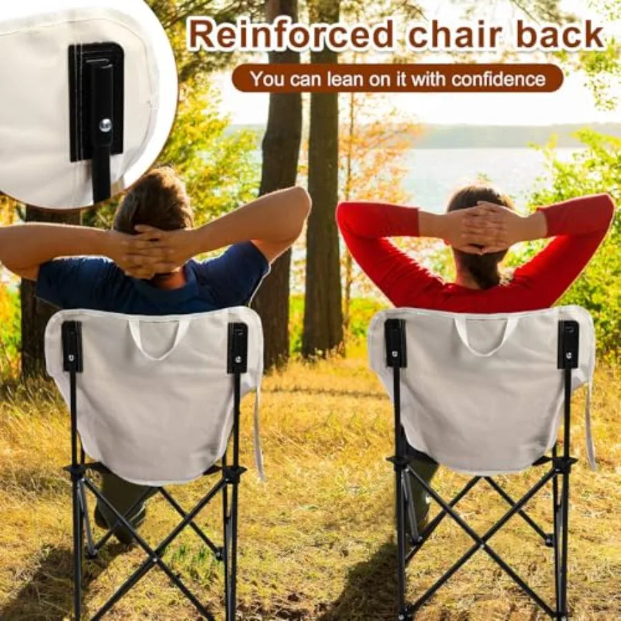 Camping Chairs Outdoor Lightweight Folding Portable Chair for Beach Travel Hiking, Beige Polyester with Aluminum Frame, Support