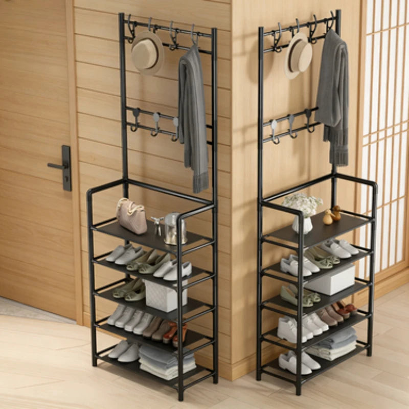 Multifunctional Hallway Coat Rack and Shoe Bench, Entryway Storage for Shoes Clothes Hats Bags Umbrellas Jackets