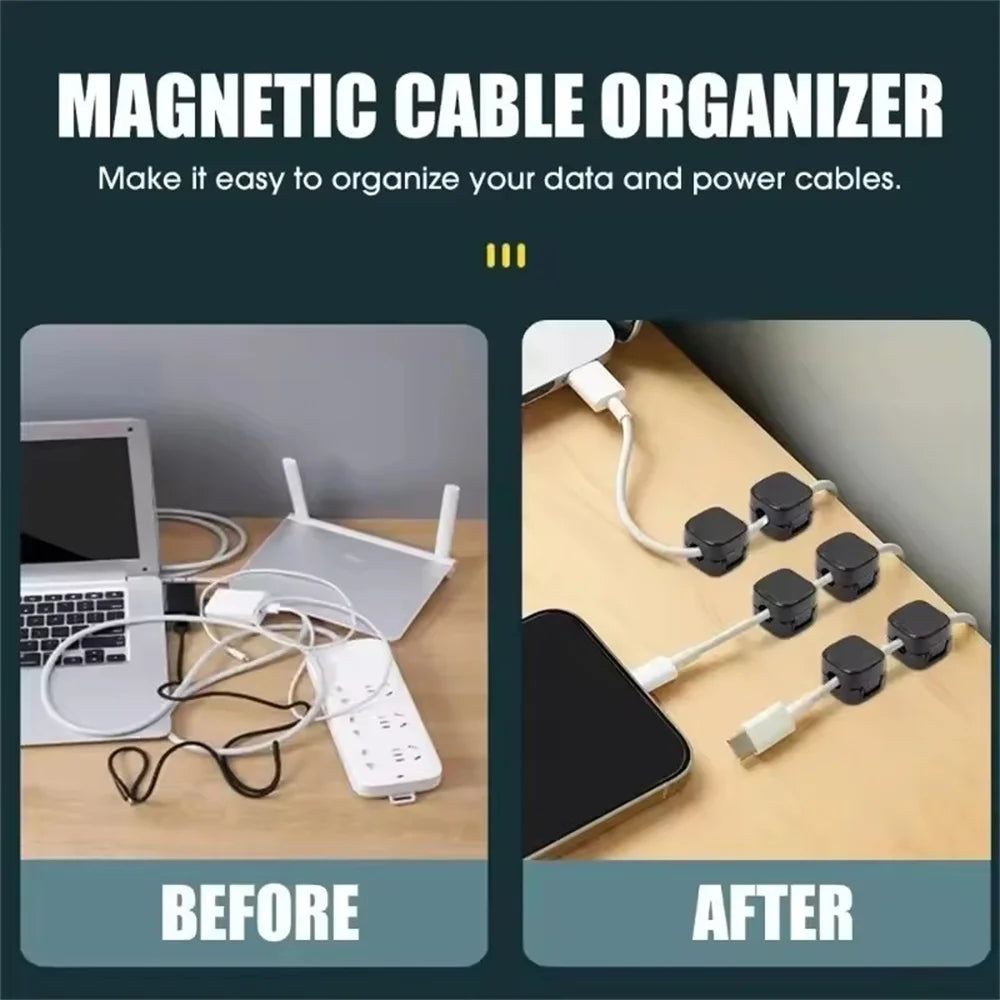 6 PCS Magnetic Cable Clips Adhesive Cord Organizers Wire Keepers for Home Office under Desk Cable Management