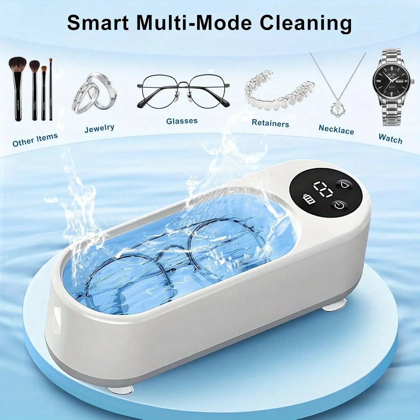 Portable Ultrasonic Cleaner, USB Charging High-Frequency Vibration Cleaning Machine For Jewelry Glasses Rings Watches, Professional Deep Cleaner For Denture Retainer Earrings Coins, Compact Home Travel Essentials