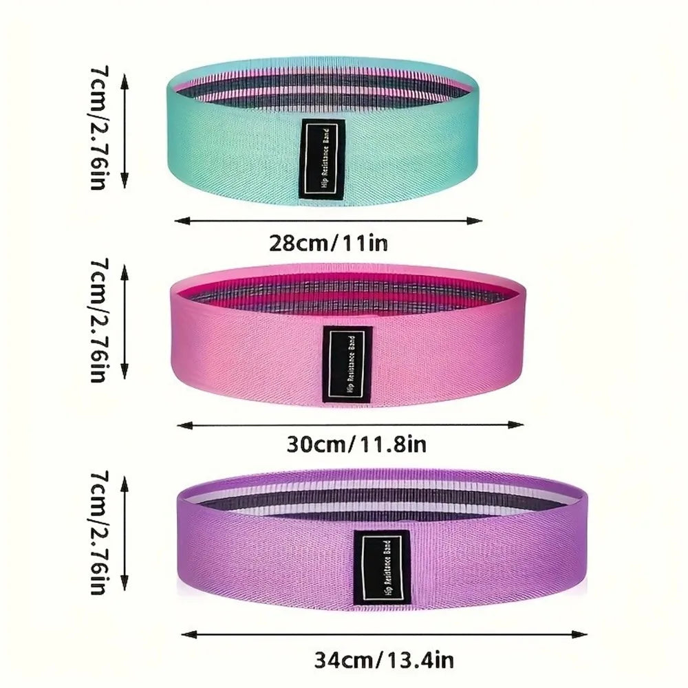 Set of 3 Resistance Exercise Loop Bands Fitness Home Gym Yoga Glutes Trainer