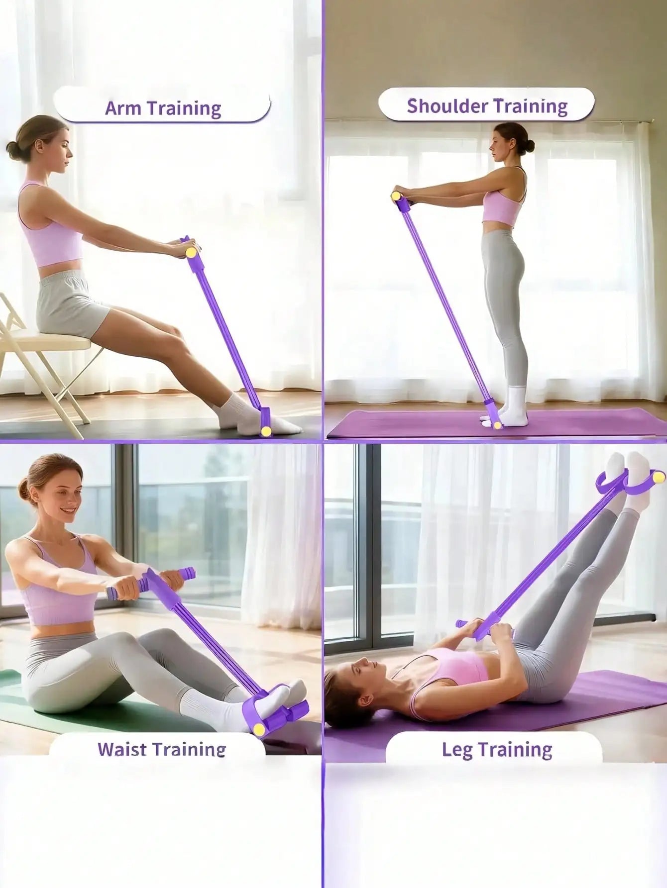 2Pcs Fitness Resistance Bands 6Pcs Handle Leg Bands 8 Shaped Multifunctional High Strength Tension Ropes Full Body Workout Tools
