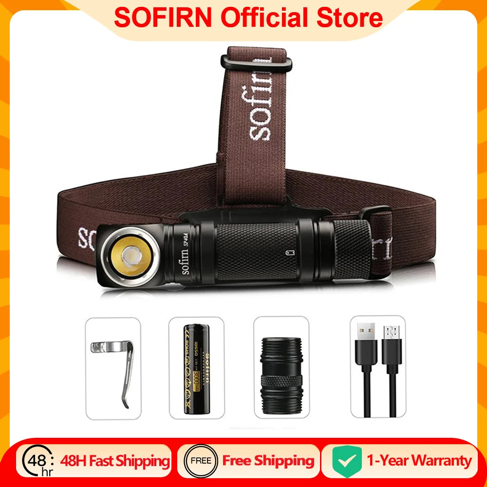 Sofirn SP40A TIR Optics  Rechargeable LED Headlamp TN-3535 1200lm 18650 Headlight 18350 Angle Flashlight with Magnet Tail