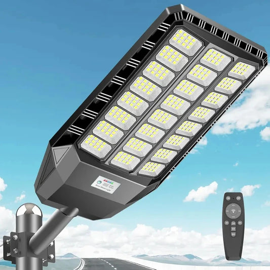 8000W 700000LM Solar Street Light Outdoor Super Bright Flood Lights Parking Lot Lights Dusk to Dawn Outdoor Lighting Motion Sensor and Remote Control