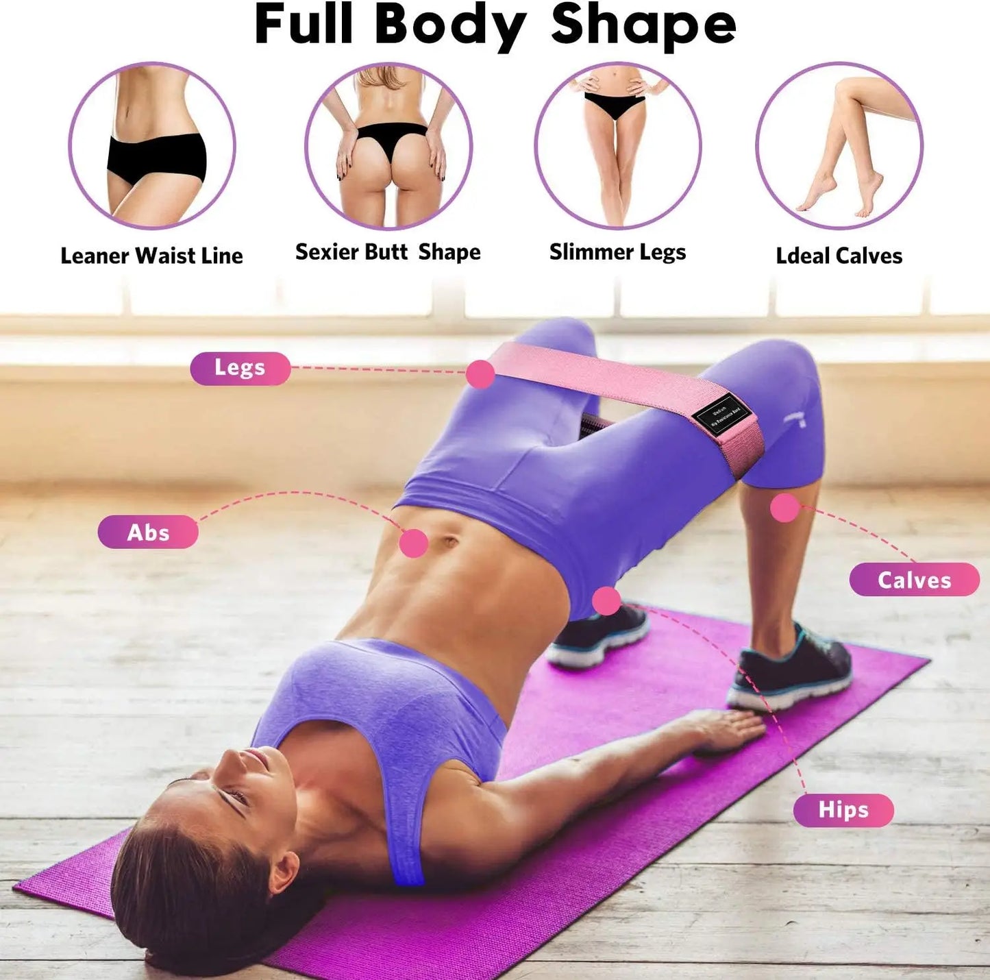 Resistance Bands for Working Out: 3-Set Professional Exercise Bands for Pilates, Yoga, Home Gym, Booty, Leg Training | Heavy/Medium/Light Fabric Loops for Women Men