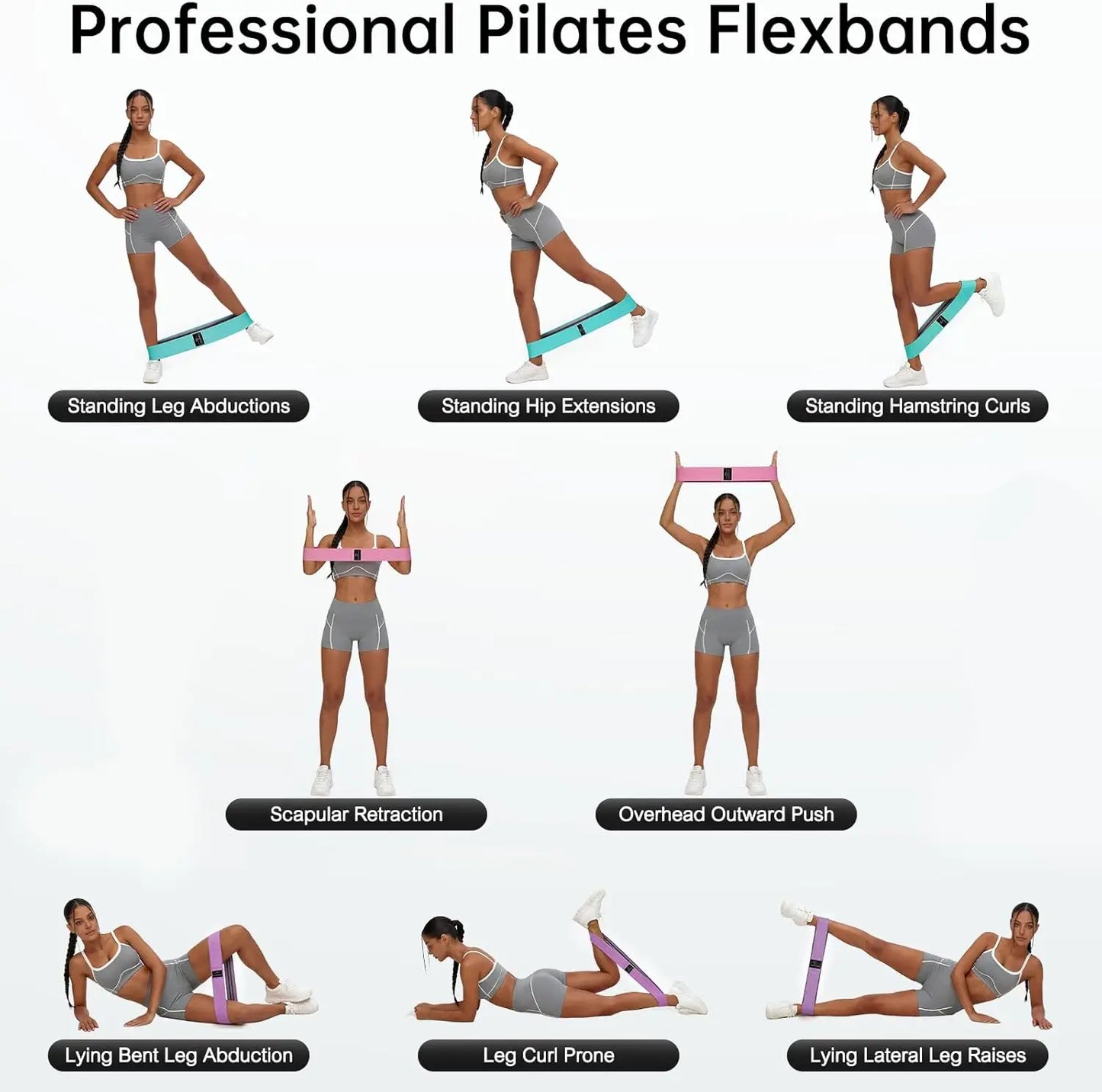 Resistance Bands for Working Out: 3-Set Professional Exercise Bands for Pilates, Yoga, Home Gym, Booty, Leg Training | Heavy/Medium/Light Fabric Loops for Women Men