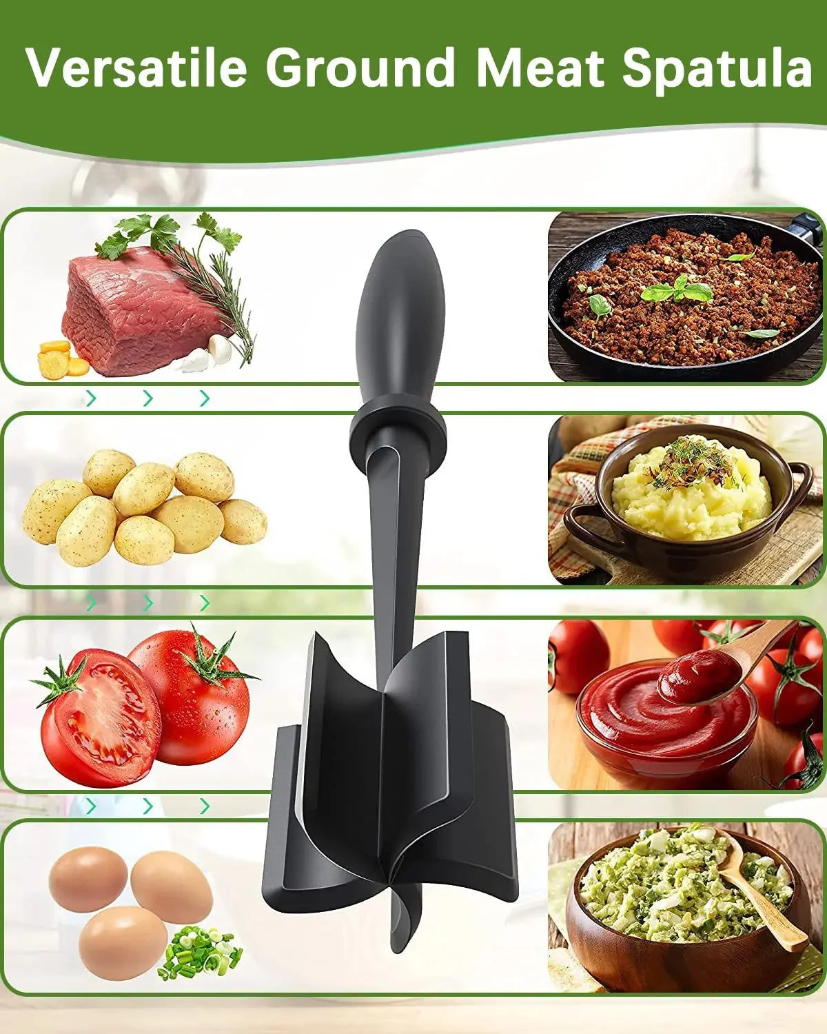1pc Meat Chopper Heat Resistant Meat Masher for Ground Beef Hamburger Meat Mix and Chop Kitchen Tool & Meat Browning Utensil