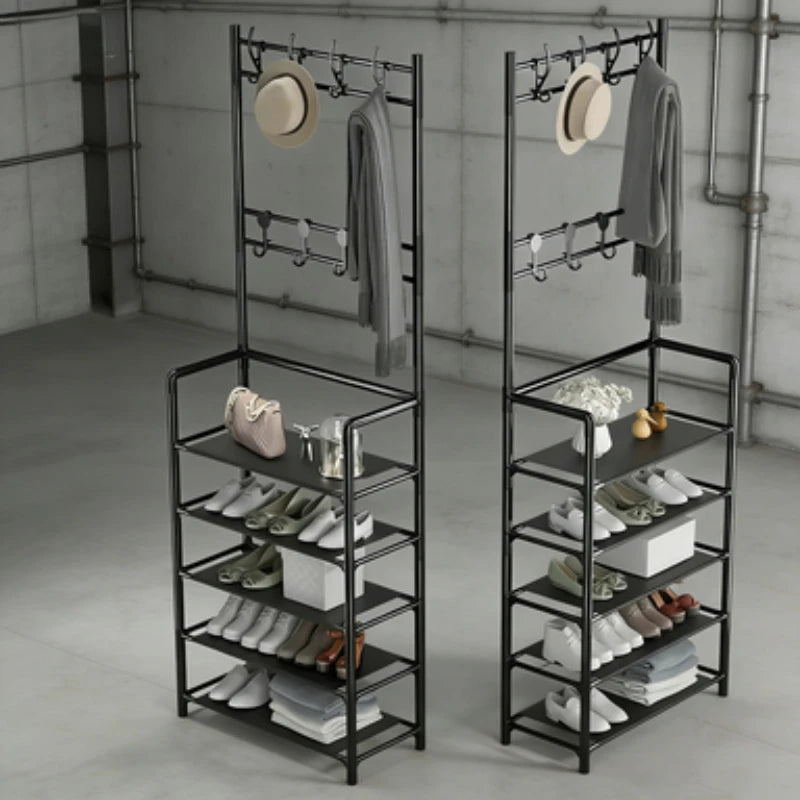 Multifunctional Hallway Coat Rack and Shoe Bench, Entryway Storage for Shoes Clothes Hats Bags Umbrellas Jackets