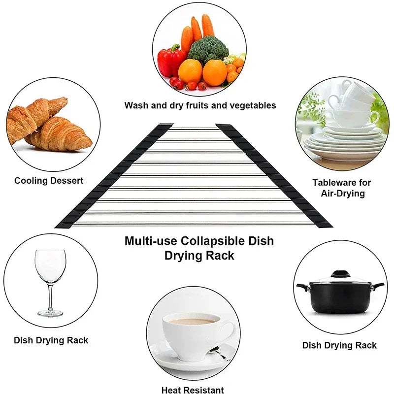 Foldable Triangle Dish Rack Kitchen Sink Storage Corner Rack Sponge Organizer Foldable Stainless Steel Draining Rack