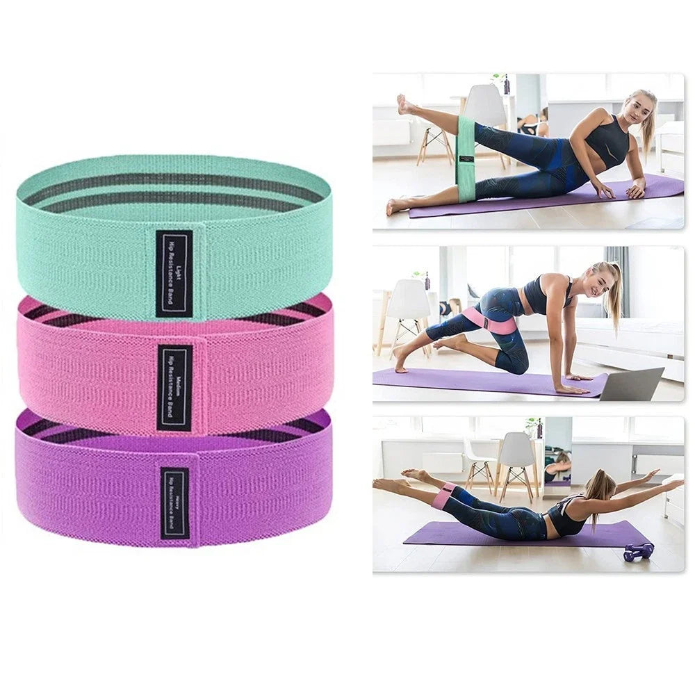 Set of 3 Resistance Exercise Loop Bands Fitness Home Gym Yoga Glutes Trainer