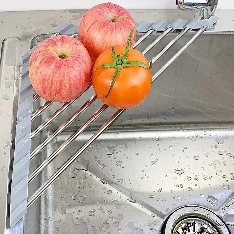 Foldable Triangle Dish Rack Kitchen Sink Storage Corner Rack Sponge Organizer Foldable Stainless Steel Draining Rack