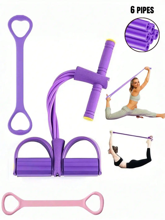 2Pcs Fitness Resistance Bands 6Pcs Handle Leg Bands 8 Shaped Multifunctional High Strength Tension Ropes Full Body Workout Tools
