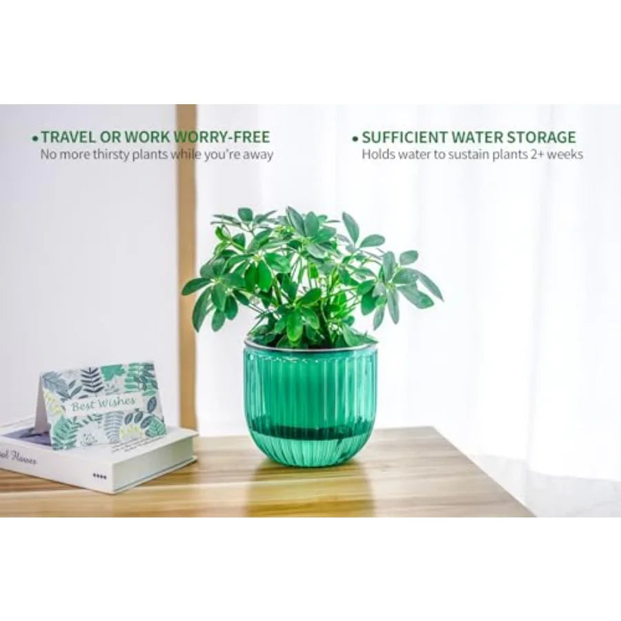 2 Pack Self Watering Hanging Planters Indoor Flower Pots 6.5 Inch Outdoor Hanging Basket Plant Hanger with 3Hooks Drainage Hole