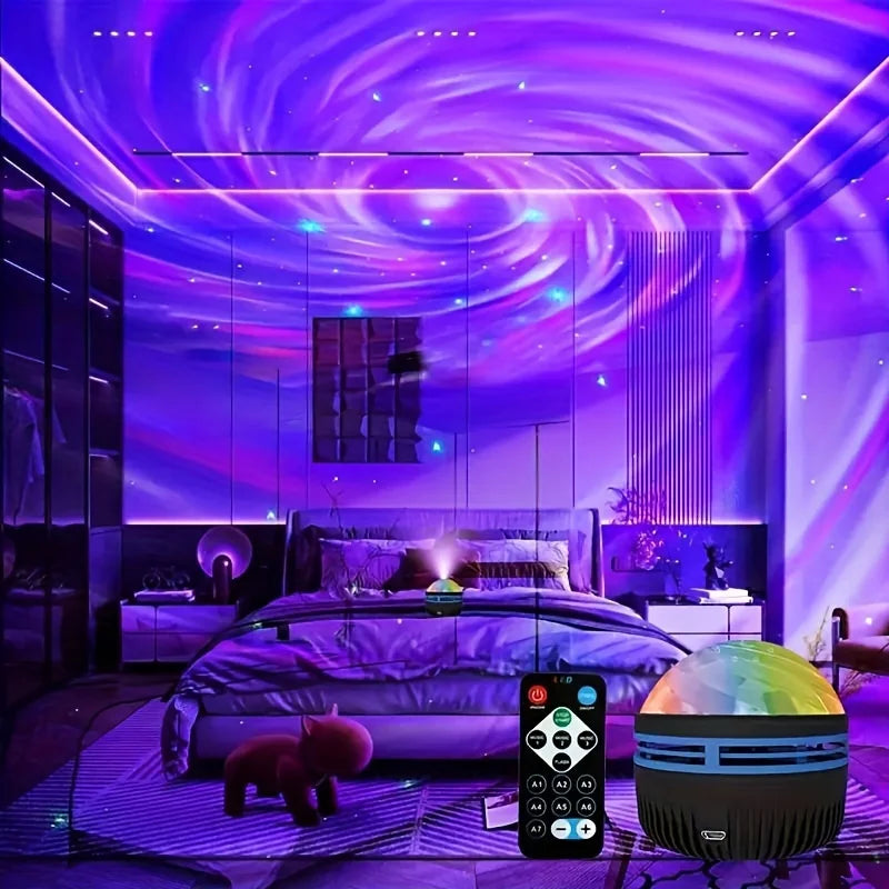 Galaxy Starry Sky Projector LED Night Light 7 Modes DMX Sound Activated 5V USB Rechargeable With Remote For Kids Room Decor Gift