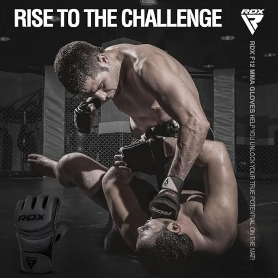 MMA Gloves Grappling Sparring, Maya Hide Leather, Boxing Gloves Men Women Muay Thai Martial Arts Training, Half Finger Adjustab