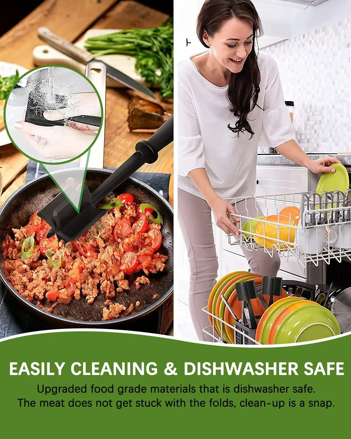 1pc Meat Chopper Heat Resistant Meat Masher for Ground Beef Hamburger Meat Mix and Chop Kitchen Tool & Meat Browning Utensil