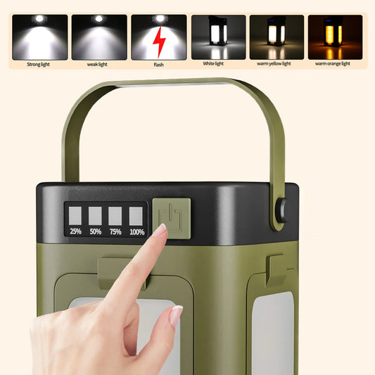 Solar Camping Lantern Foldable Camping Light Waterproof Rechargeable Lantern Portable Flashlight LED Tent Light Emergencise Gear