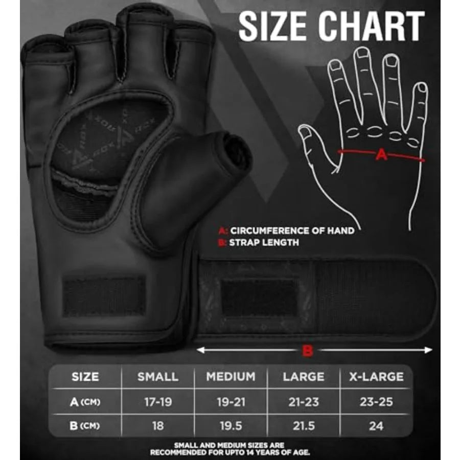 MMA Gloves Grappling Sparring, Maya Hide Leather, Boxing Gloves Men Women Muay Thai Martial Arts Training, Half Finger Adjustab